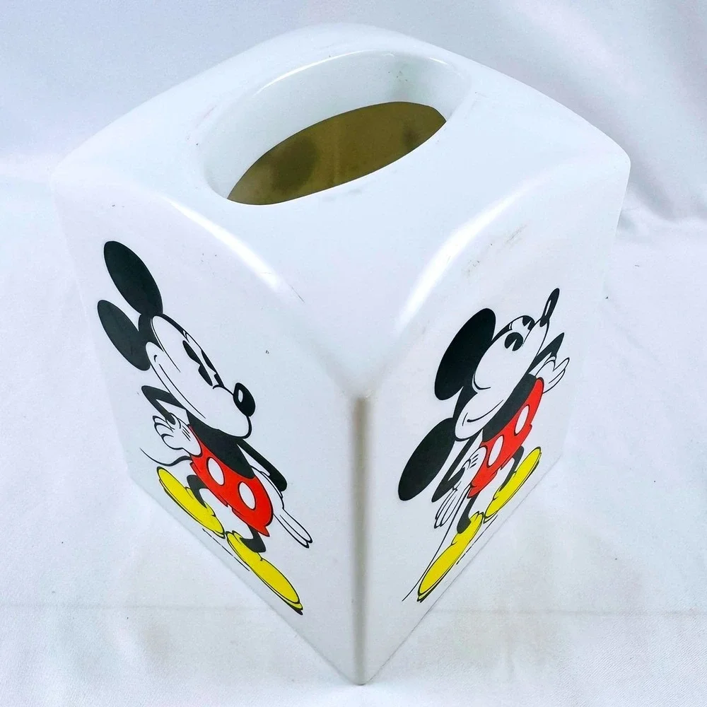 VTG Disney Mickey Mouse Plastic Tissue Box Cover Square Classic Retro 90s CUTE